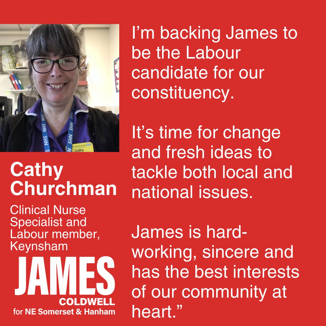 Brilliant to have Cathy's support to be Labour's candidate for North East Somerset & Hanham.