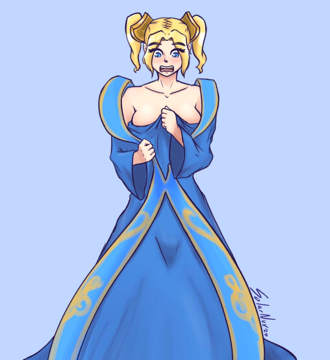 Now Lux is trying on Sona's clothes! It doesn't seem to be going too well, though... #lol #ArtofLegends #LeagueOfLegendsFanArt #rkgk