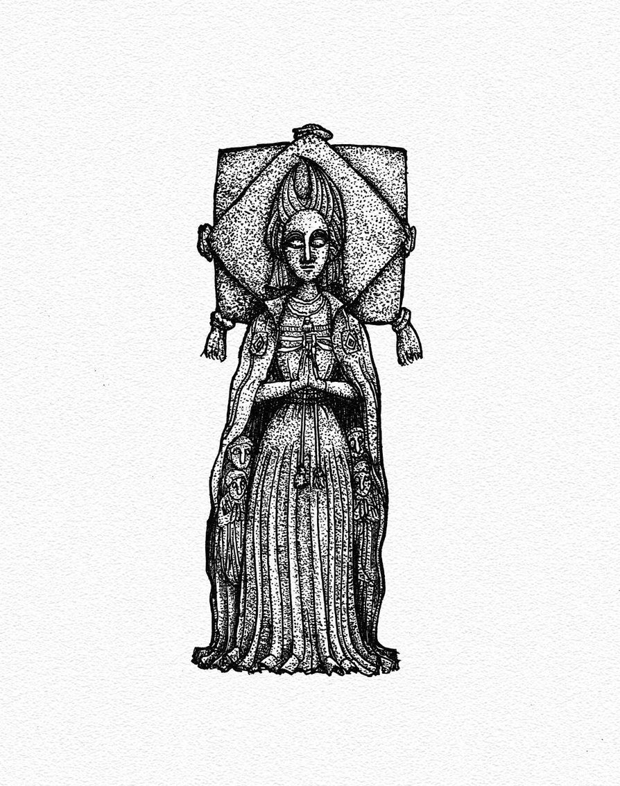 #PortraitChallenge & #Pointillism Challenge
It's exhausting. And again the horror vibe🤔

Alabaster effigy of someone in the Pollard family, carved by an unknown sculptor probably sometime between 1450-70.  by @StudioTeaBreak @DevonChurchLand