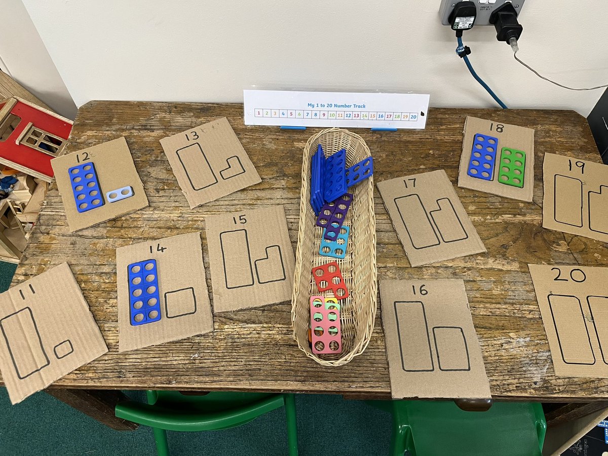 MrMcofficial86's tweet photo. These bits of cardboard have lasted a couple of years. We are working on numbers to 20 and representing these numbers. This is an enhancement for the maths area. Of course they have the usual open ended shelving of bits #maths #eyfs #enhancedprovision #linkedprovision https://t.co/ixU7ksseqr