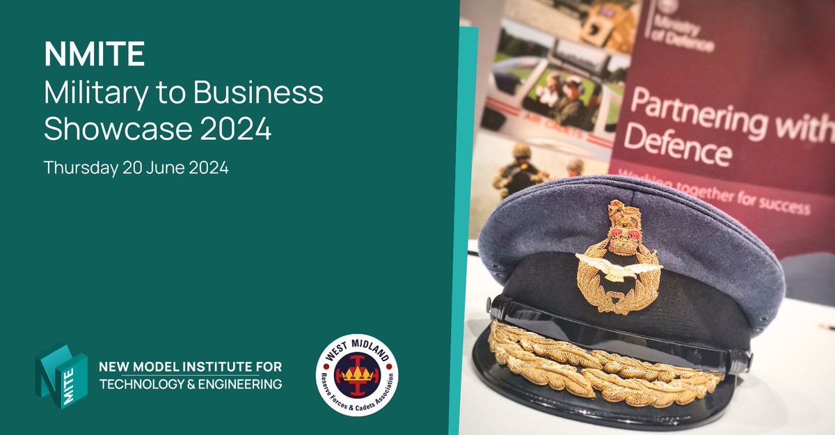 Join us at NMITE's Military to Business Showcase 2024! 🗓️ June 20, 10 AM-3 PM at Skylon Campus. A day to transition from military service to business, with networking, skill enhancement, and resources for veterans and families. eventbrite.co.uk/e/nmite-milita… #MilitaryToBusiness