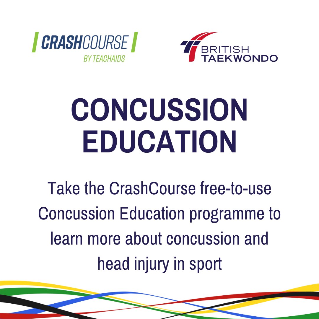 Take the CrashCourse free-to-use Concussion Education programme to learn more about concussion and head injury in sport. Find out more at britishtaekwondo.org.uk/crashcourse-co… #CrashCourseConcussionEducation #TeachAids #CrashCourse #BritishTaekwondo #WhyTaekwondo