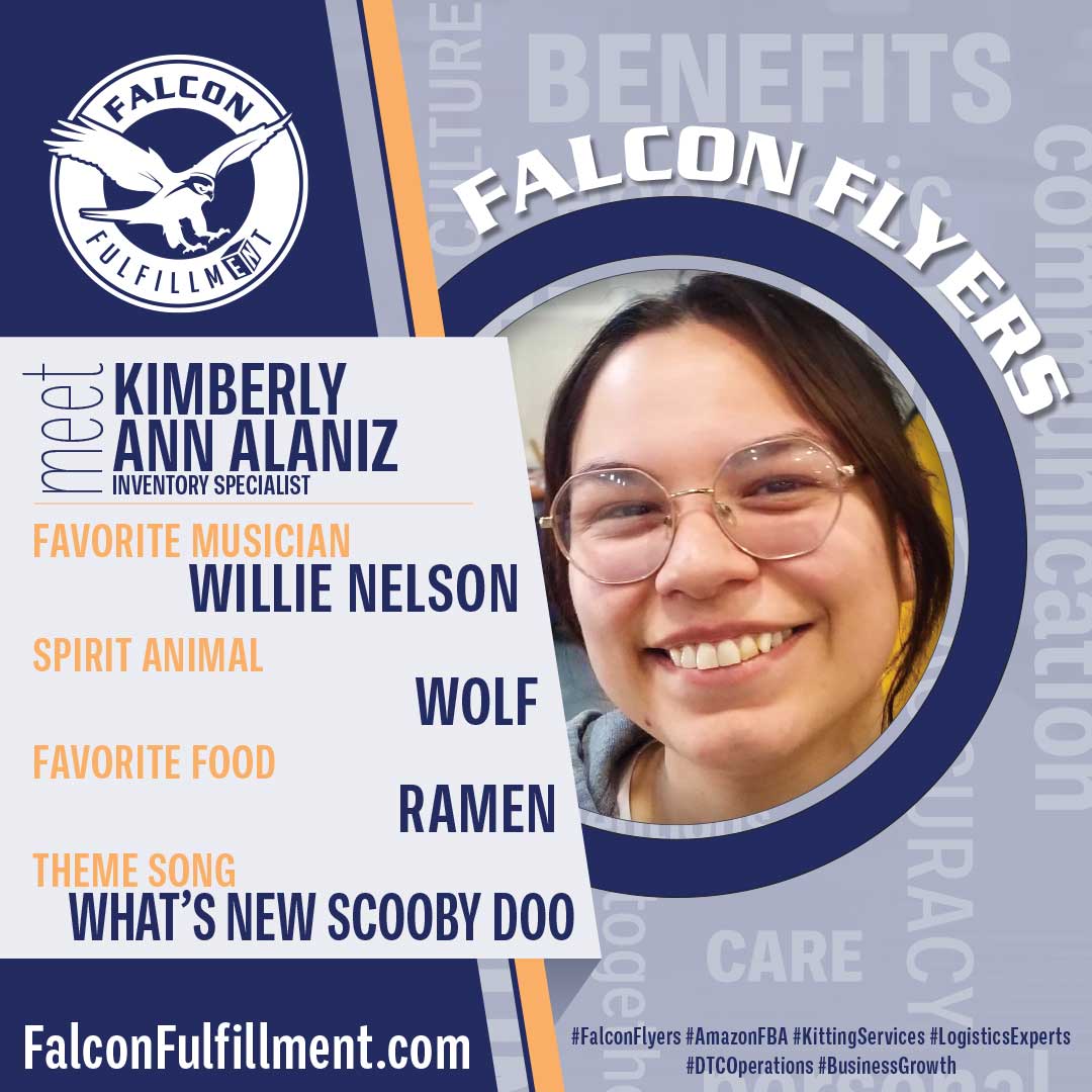 Meet Kimberly Ann Alaniz, our vibrant Inventory Specialist at Falcon Fulfillment SLC! Kimberly’s laughter and precision are contagious, shaping our team’s dynamic.

Let’s celebrate Kimberly, adding color and joy to our Falcon family! #EmployeeSpotlight #FalconFulfillment #3PL