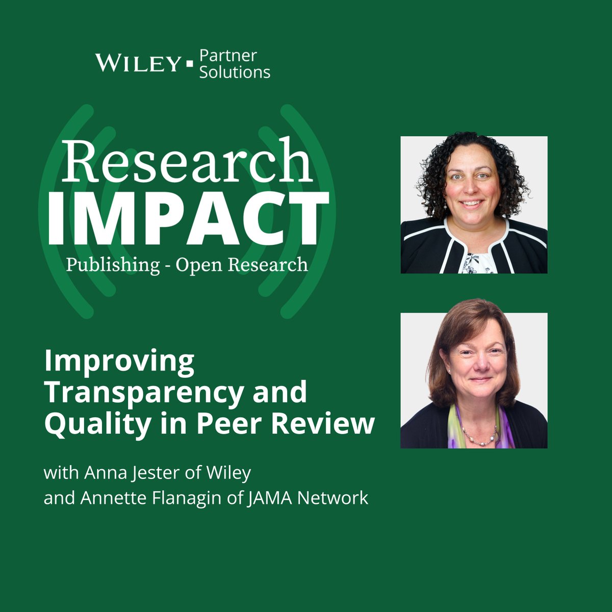 🎙️ The latest Research Impact #podcast episode is here! Anna Jester and Annette Flanagin explore how scholarly publishing is adapting peer review, including topics on #AI in the peer review process, developing inclusive policies, and more. Listen now: ow.ly/1TW650Rp9sl