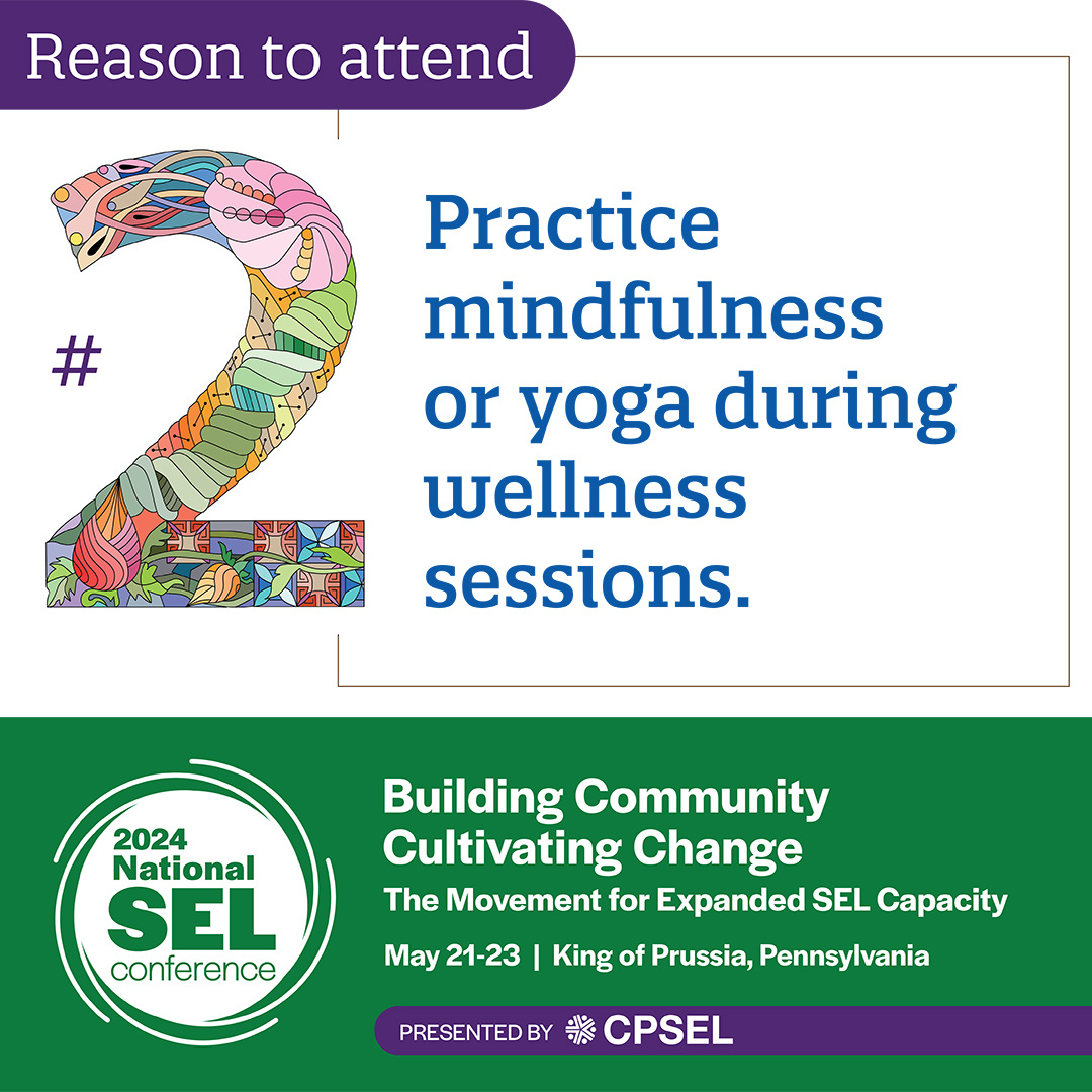 Reason #2 to attend 2024 #NSELconference, May 21-23, King of Prussia: Practice mindfulness or yoga during our many wellness sessions. hubs.ly/Q02v9wj80 #DecisionMaking #SelfAwareness #SelfManagement #SocialAwareness #RelationshipSkills