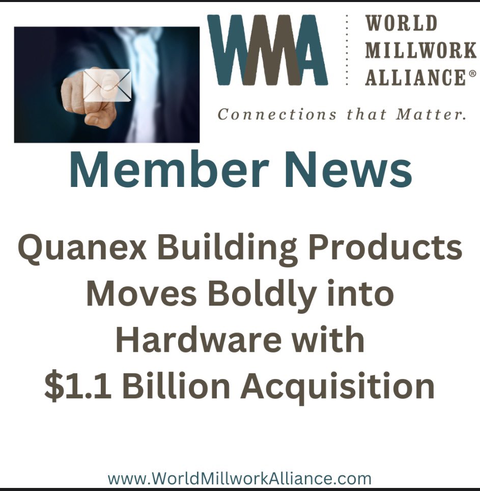 Quanex Building Products announced on Monday it will acquire Tyman, a London-based producer of fenestration components and access solutions.
 
Read more at worldmillworkalliance.com/quanex-buildin…
 
#WMA #WorldMillworkAlliance