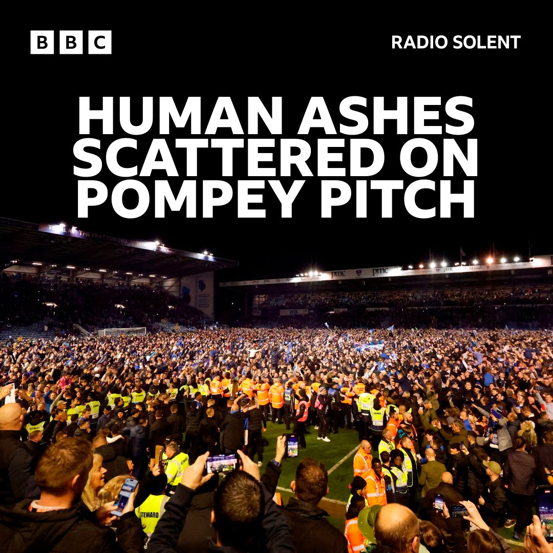 Two Portsmouth FC supporters spread human ashes on the pitch during last week’s promotion celebration. 👉 bbc.in/3w9QQtX