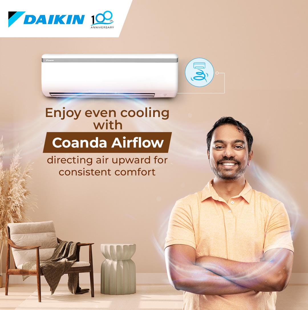 Sail through the heat with Daikin AC! Let the Coanda Airflow gently caress you with its cooling touch.😌

#Daikin #DaikinSriLanka #DaikinAC #CoandaAirflow #InnovatingForChange #Technology #InnovatingGoodness #AC #AirConditioning #AirConditioner
