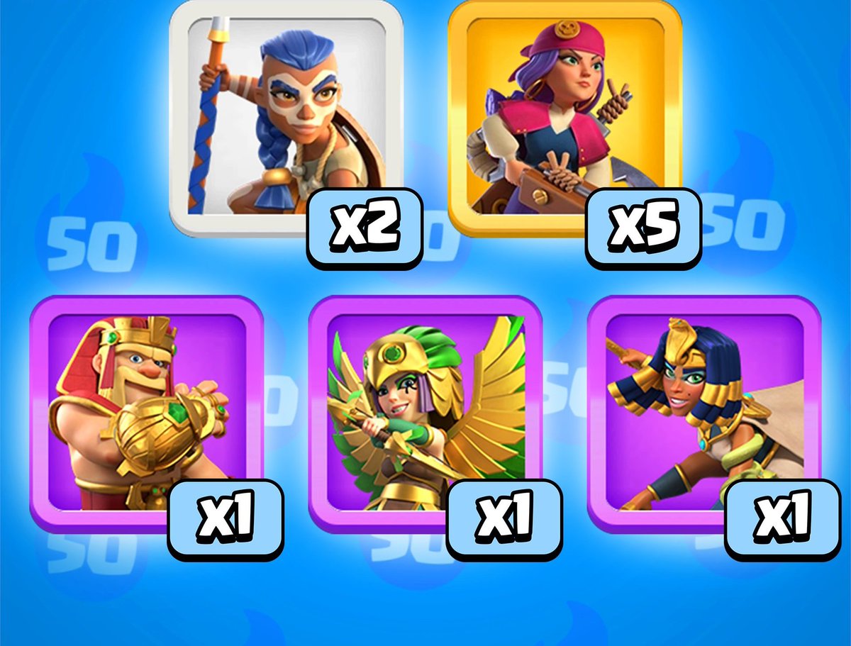 Day 4/5 of The Biggest Giveaway Ever! 🔥

Today's prizes:
- 1x Egypt King
- 1x Egypt Queen
- 1x Egypt Champion
- 2x Jungle Champion
- 5x Pirate Queen

To enter: Follow & Repost ✅
Winners drawn in 24 hrs ⏰

💪 This giveaway is sponsored by Creator Code: Seth
#giftedbysupercell
