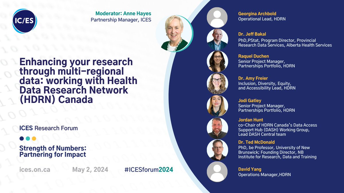 At this #ICESforum2024 #SpotlightSession, learn about how to engage with @hdrn_rrds through strategic engagement & partnerships, how to access data through the Data Access Support Hub (DASH) & hear about a few of HDRN Canada’s major initiatives. Register: ices.on.ca/annual-forum/
