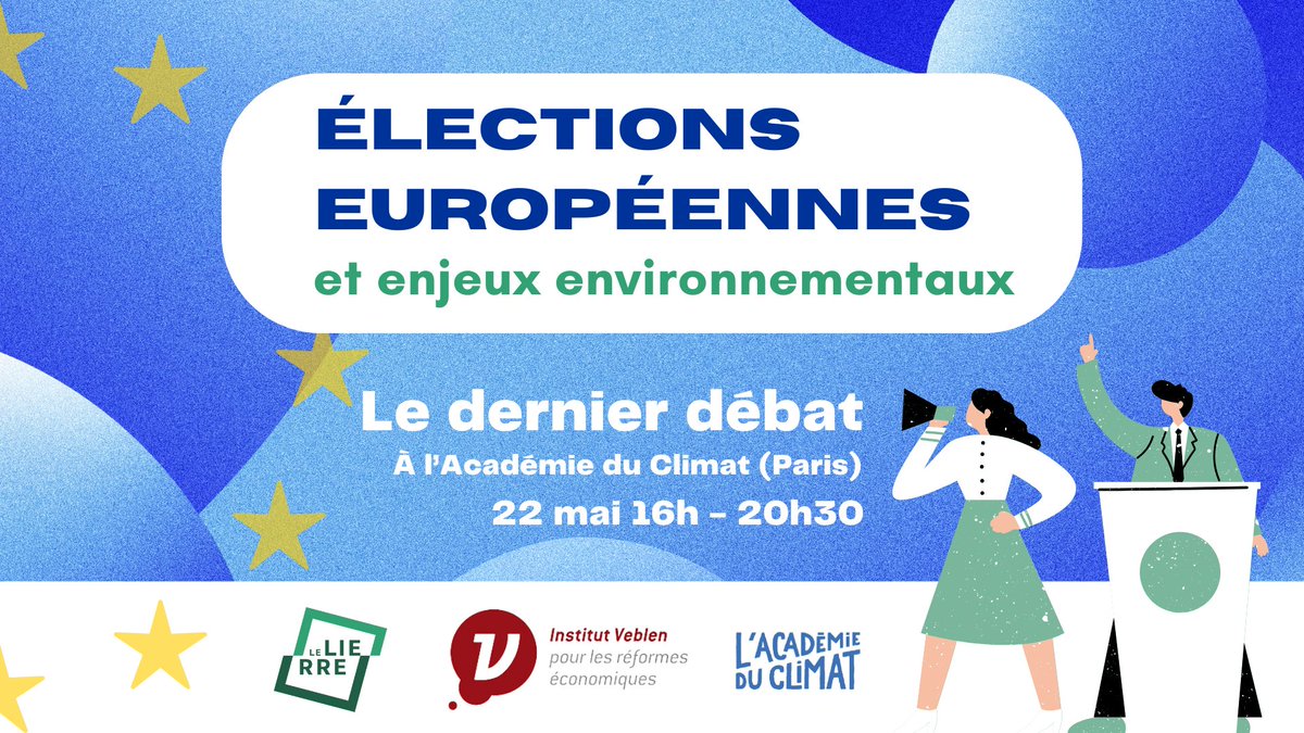 📢 #Environnement #transition #écologie et élections européennes  🇪🇺 🟢Découvrez le grand débat organisé par Le Lierre & @VeblenInstitute mercredi 22 mai à 16h à l'@AcademieClimat + en visioconférence Informations et inscriptions sur 👇🏽 helloasso.com/associations/l… #VendrediLecture