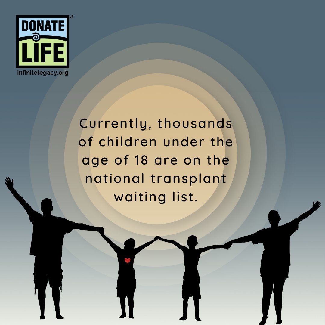 Currently, thousands of children are on the national transplant waiting list. Thank you to the registered donors, donors & donor families who give hope and make life possible. 💙💚 #KidsTransplantWeek #DonateLIfe #DonateLifeMonth