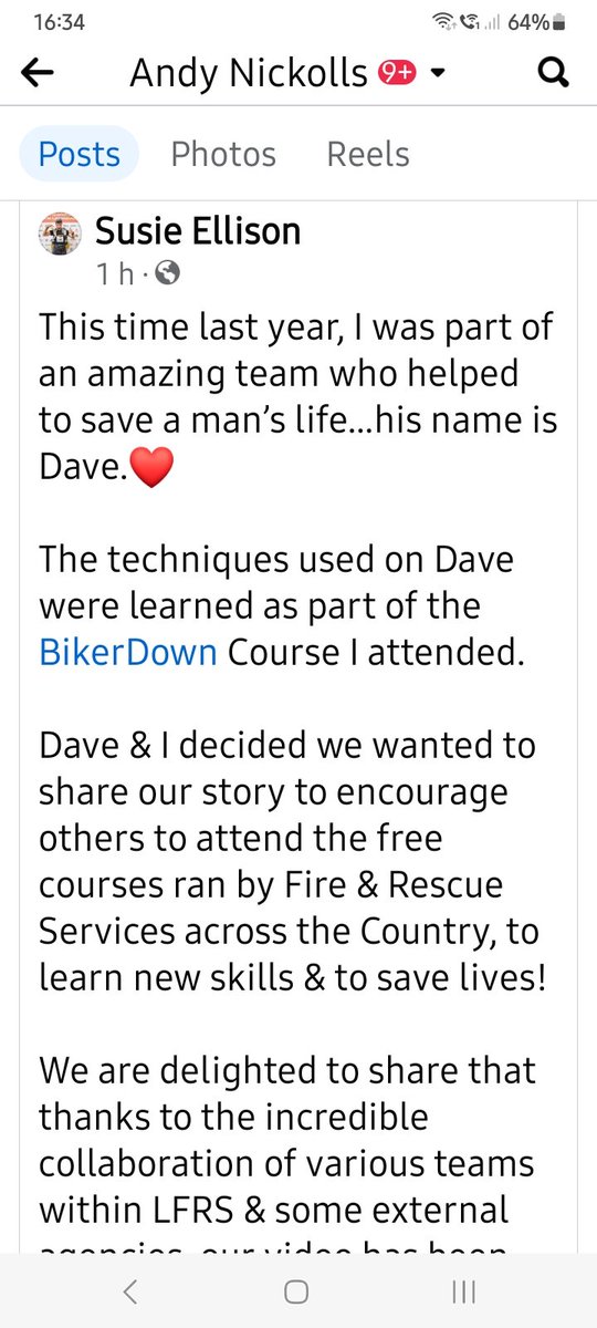 A great testament to the life-saving skills you can learn on our Biker Down workshops. Well done to Susie and the team @LeicsFireRescue