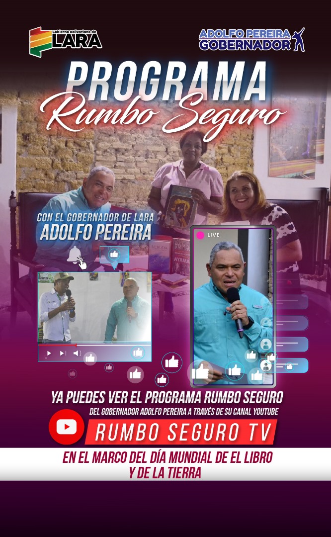 #26Abr Ya puedes disfrutar de la edición semanal del programa #RumboSeguro, del Gobernador del estado Lara, Adolfo Pereira.

youtube.com/live/iq-2SqKfq…

@AdolfoP_Oficial
🇻🇪 #IgualdadYJusticiaSocial