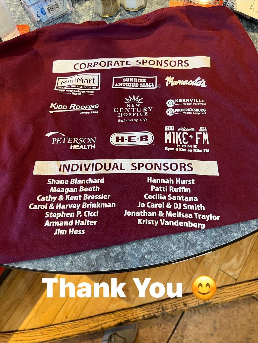 k_solutions_org's tweet photo. We would like to thank each of our Corporate Sponsors and Individual Sponsors #ksfundwalk Kidd Roofing Mini Mart Convenience Stores Sunrise Antique Mall Mamacita's Peterson Health Kerrville Medical Ryan and Kim on Mike FM New Century Hospice (San Antonio) H-E-B #kidneysolutions https://t.co/uOXthsuWbU