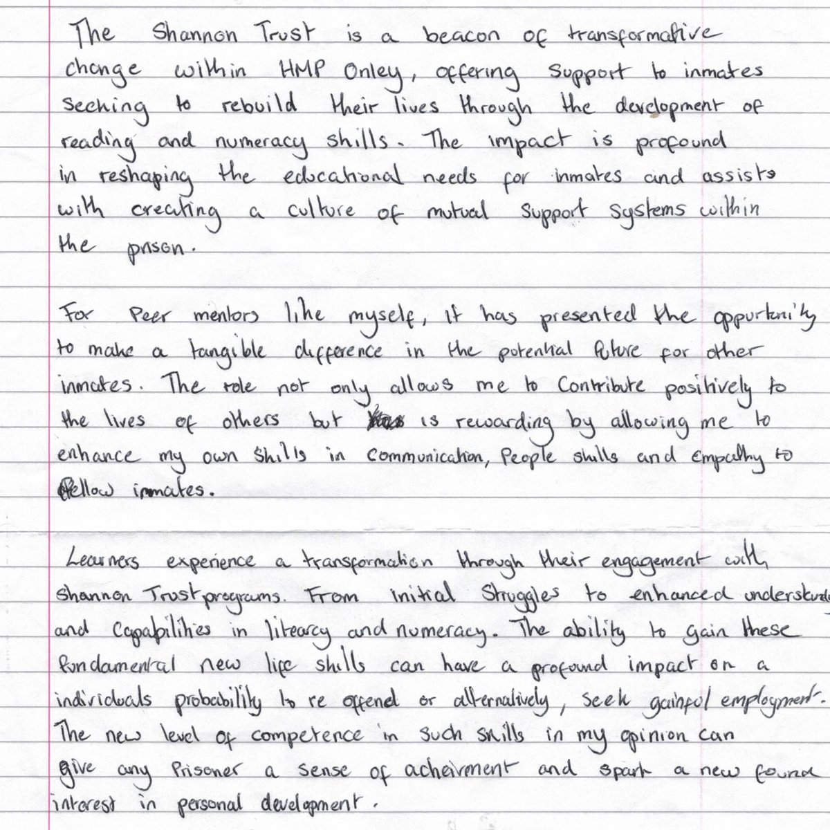 We love reading letters like this one from our mentors about how impactful Shannon Trust is in their prison, but it is only with their support that we have been able to make that impact.