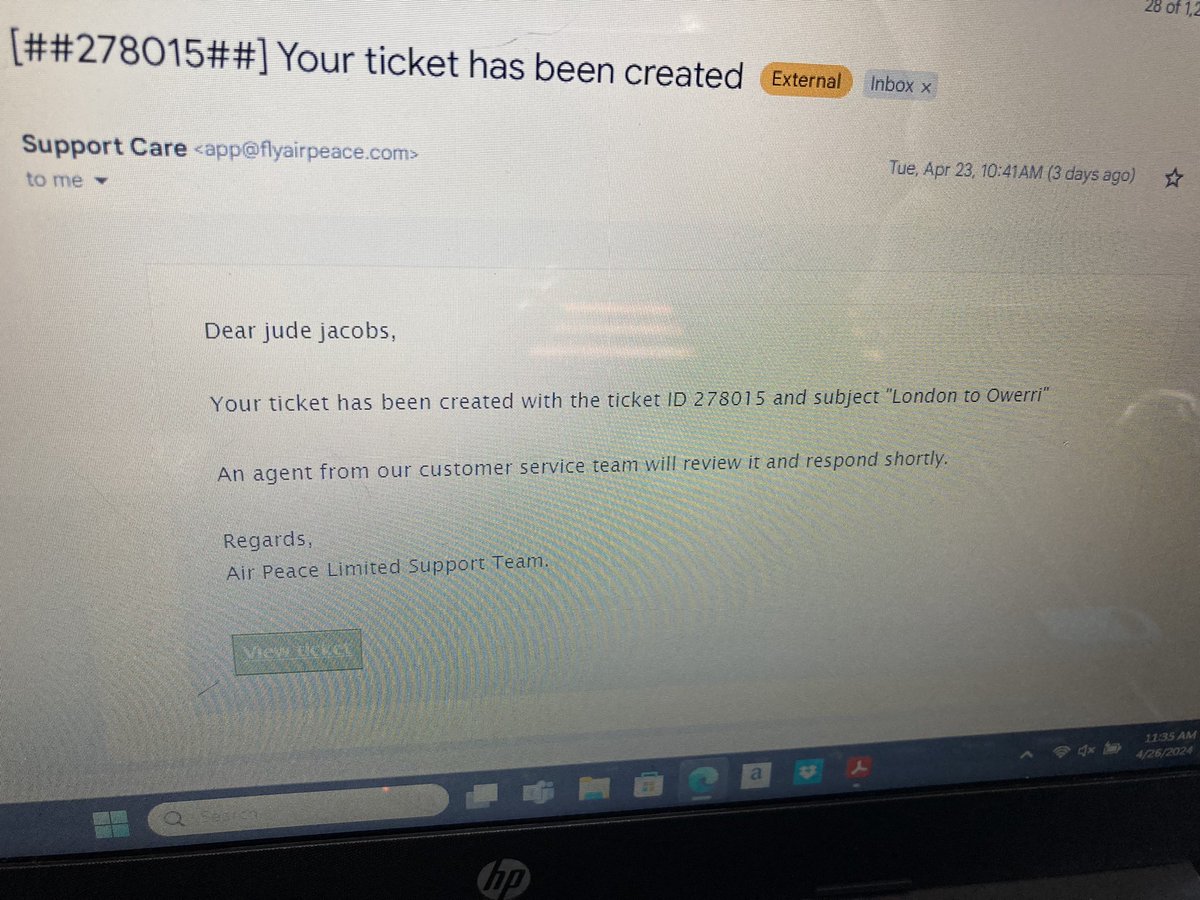 @hot_ice234 @flyairpeace Air Peace, I think you’re losing potential customers given your response rate to real inquiries.
I sent you guys an email almost a week ago. No response.All I got is a confirmation of receipt of my email.
I can imagine how many more customers are potentially lost by this.