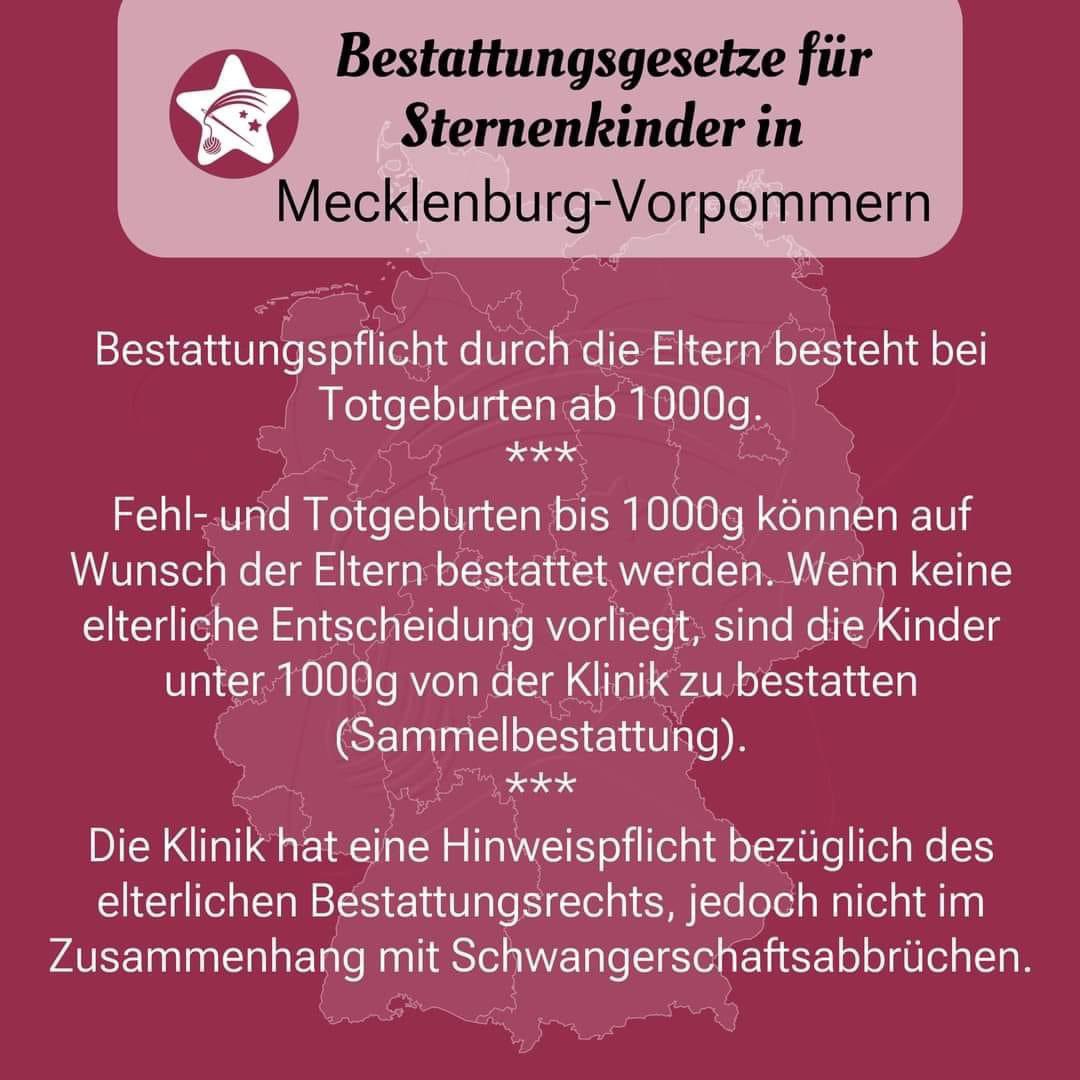 #mecklenburg_vorpommern 
#sfbestattungsrechtdeutschland
#Fehlgeburt #Totgeburt #Sternenkind #Geburt #Bestattung #Trisomie #Schwangerschaftsabbruch
#Gesetz #Vorschriften