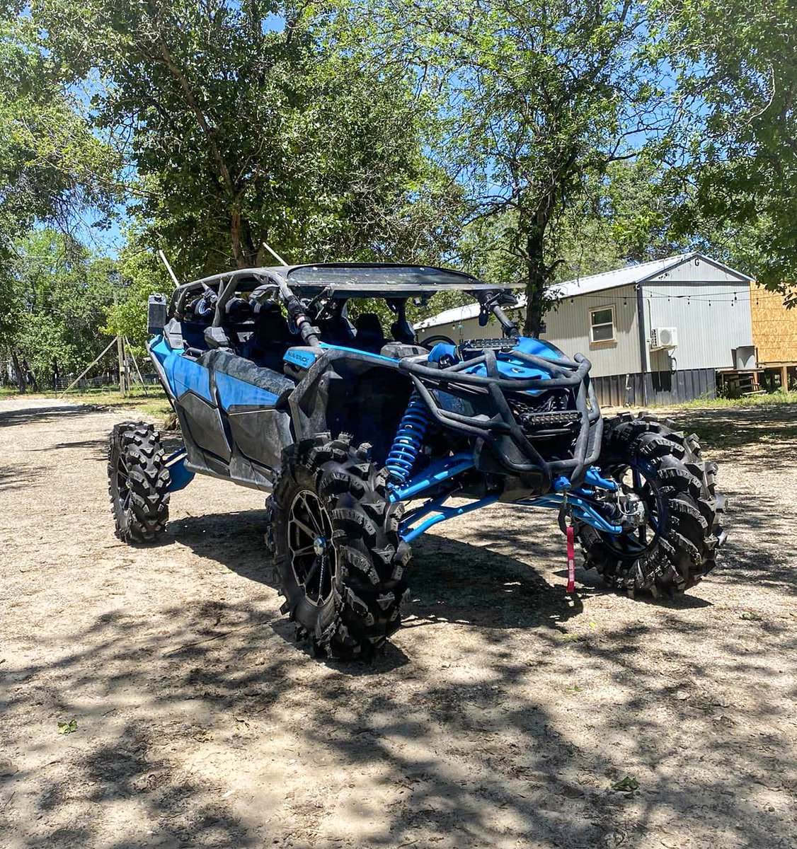 🔥 This #MaverickX3 came out of
@stxpowersportsllc on an #SuperATV 6' lift kit,
#RhinoAxles, and 36' #IntimidatorTires ready for any
trails! 💪😎
