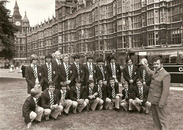 The Scotland schoolboy team before the match against England at Wembley (June 1980). 5-4 to Scotland.