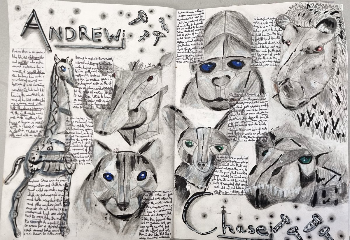 Our year 7 artists never fail to amaze us! Here are just a few pages from Gracie's sketchbook.🎨

#ks3art #inspirecreateshare #youngtalent #ambitiousandproud #art #sketchbook #chiswick #inspirational