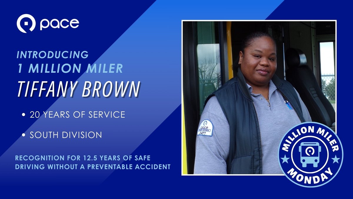 Our Million Miler Monday features Tiffany Brown, a 20-year operator hailing from the South Division in Markham. It's an incredible feat to drive 12.5 years without a preventable accident! Congratulations, Tiffany!