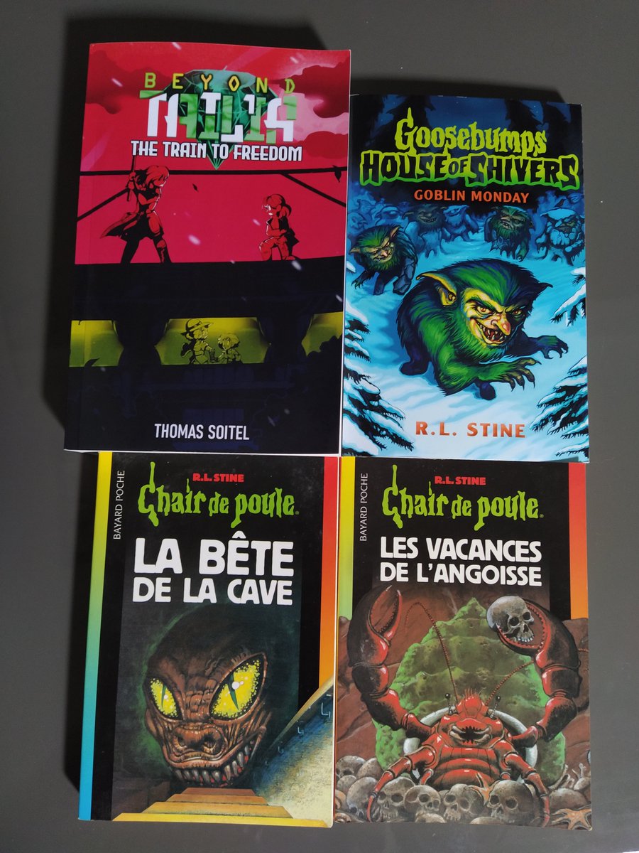 Along with Beyond Tailia #2, I also got 3 Goosebumps books today!
- GB House of Shivers #2: Goblin Monday
- Goosebumps #61: I Live in Your Basement!
- A French mix of 5 stories from Tales to Give You Goosebumps 1, 2 and 3)

#Goosebumps #Tailia #BeyondTailia #Books #BookTwitter