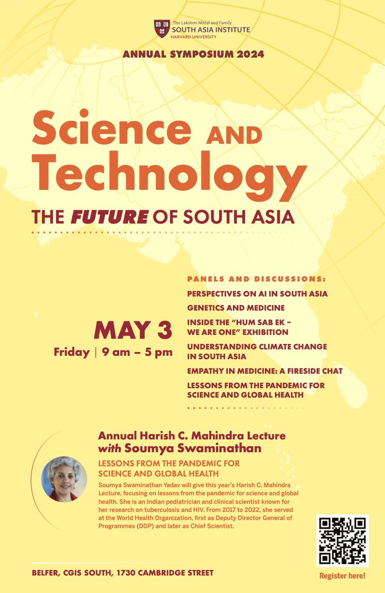 Please join the @MittalInstitute for their Annual Cambridge Symposium. This year’s symposium will explore “Science and Technology – The Future of South Asia.” The event is free and open to the public. Learn more and RSVP: bit.ly/LMSAISymposium…