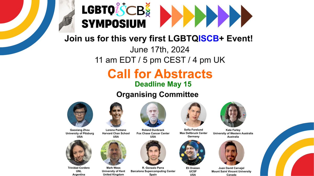 🏳️‍🌈🧬Calling all voices in #computationalbiology! Join us in celebrating diversity & inclusion at our #LGBTQIA+ symposium. Submit your abstract to showcase the richness of perspectives in the field! Submit here: iscb.org/lgbtqs2024/home #queer #Bioinformatics #Pride