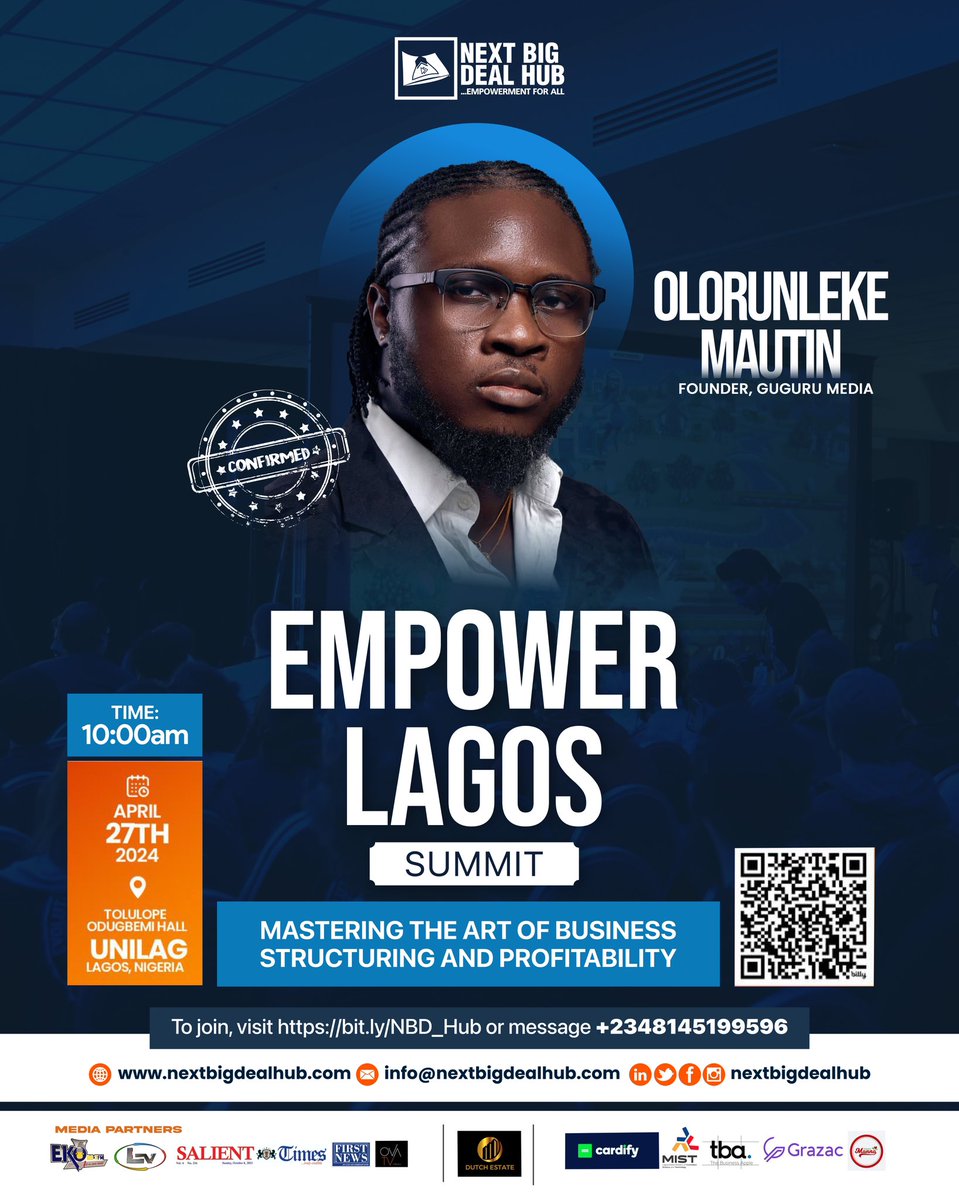 I will be at the Enpower Lagos Summit tomorrow at Unilag to share more insights about the importance of structure & collaborations in Media & Entertainment business. This event is powered by @nextbigdealhub 😎