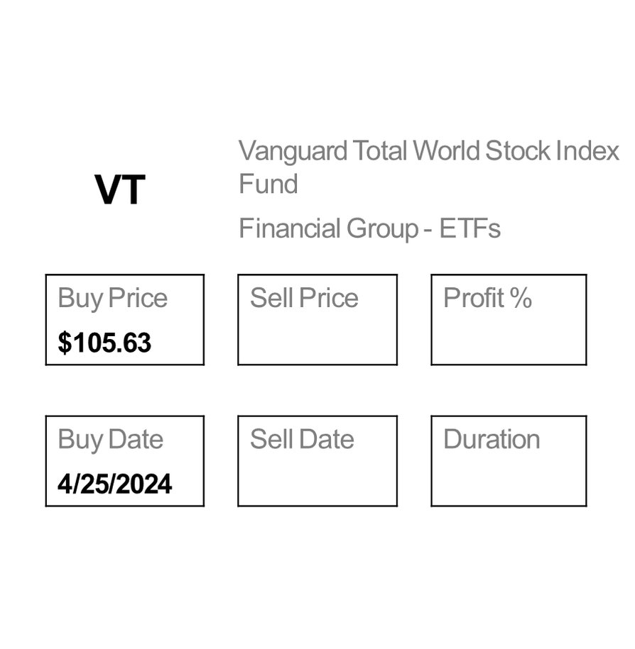 Sell Biogen $BIIB for a -15.76% Loss. Time to Buy Vanguard Total World Stock Index Fund $VT.
#1000x #nifty #sensex #finnifty #giftnifty #nifty50 #intraday #Hedgefunds #invest #innovation #stockmarket #investors #BetterQuestions #LongTermValue #stocks #InvestorAwareness