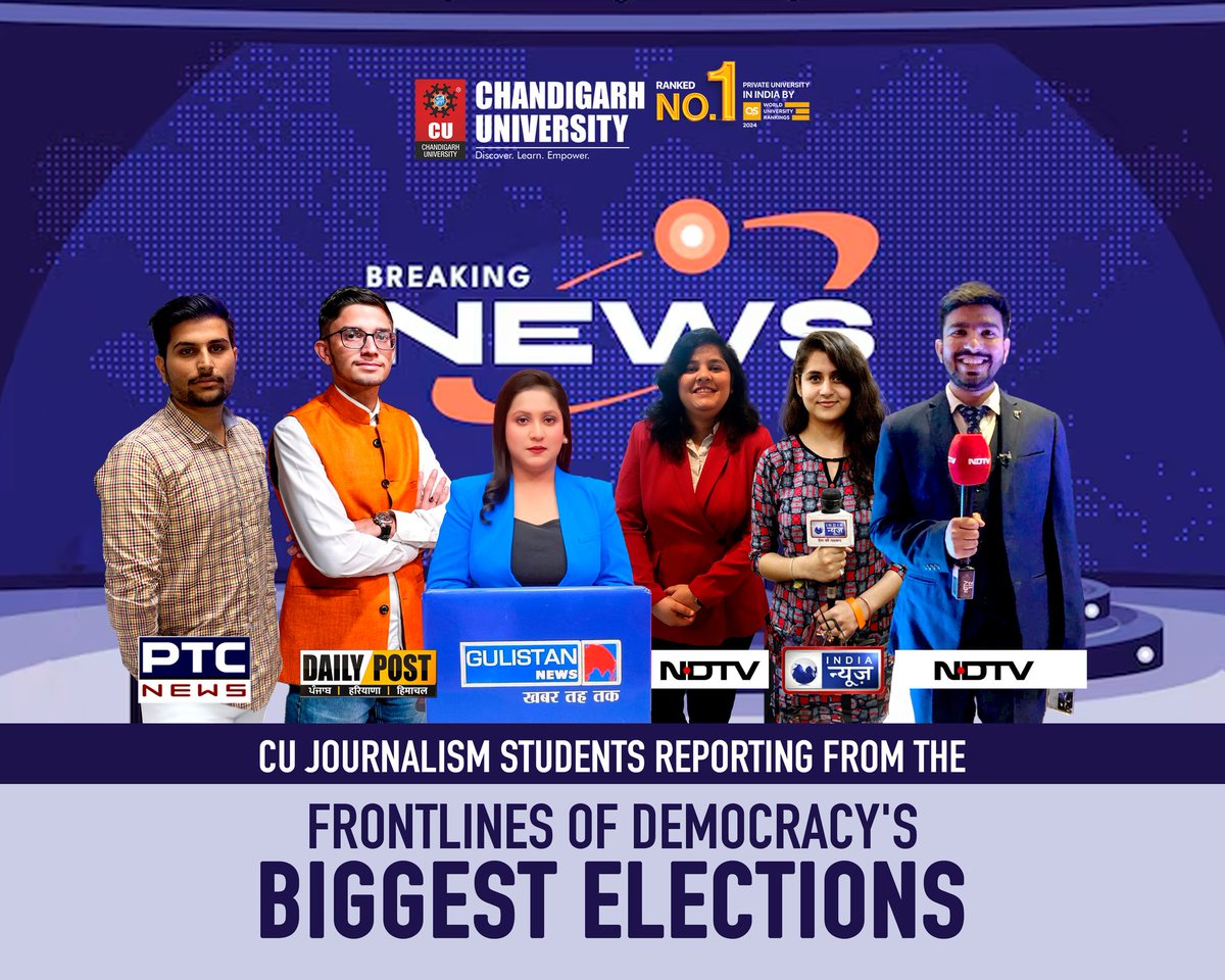 CU Journalism Students at the Heart of Democracy's Biggest Elections!

As India hosts its largest democratic elections, CU's Journalism and Mass Communication students take the lead, covering the vital issues of the 2024 General Elections.
#chandigarhuniversity #mediastudies