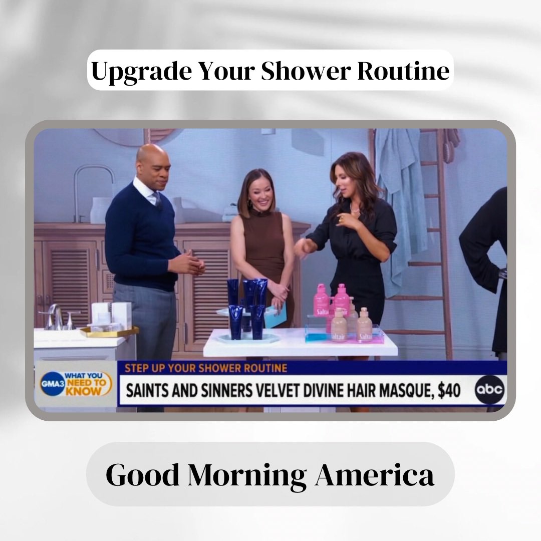 Rise and shine time to upgrade that shower routine! Fan favorite Velvet Divine Hair Masque featured on @GMA #saintsandsinners #gma