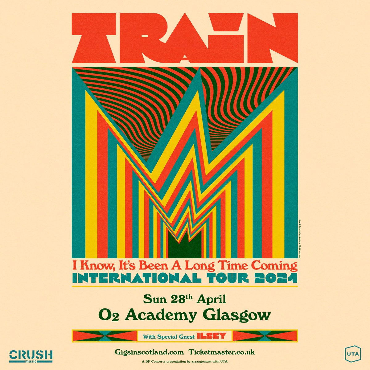 Tonight the legendary @train are here on the 'I Know, It's Been A Long Time Coming' tour 🙌 Support from Isley. Doors at 7pm. Our usual security measures are in place - no bags bigger than A4 - please check our pinned tweet for details 🙏