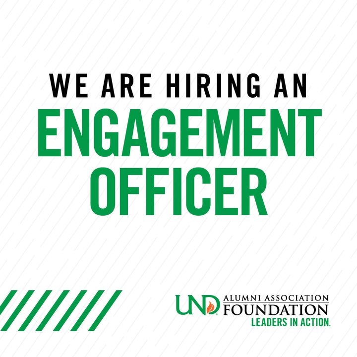 We are hiring an Engagement Officer! 🎉 Our Engagement Officers work to build relationships with our current donors, past donors, and new donors. To learn more information, visit UNDalumni.org/undaafcareerce… #UNDproud #UNDalumni