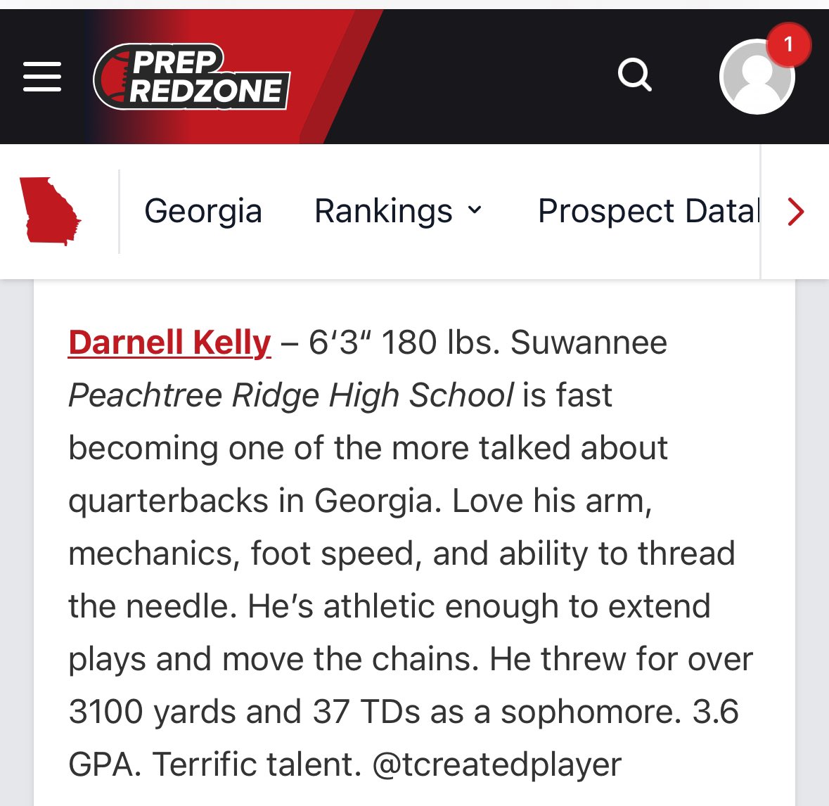 Thanks @LemmingReport for this write up on Peach State Prospect Report! I look forward to a great Junior year with my team and coaches! @PrepRedzoneGA @PTRFootball @klaykoester @GunslingerBuzz @QBHitList @espn @ChadSimmons_ @FBCoachPR @RecruitGeorgia @CoachEarl_ @najehwilk…