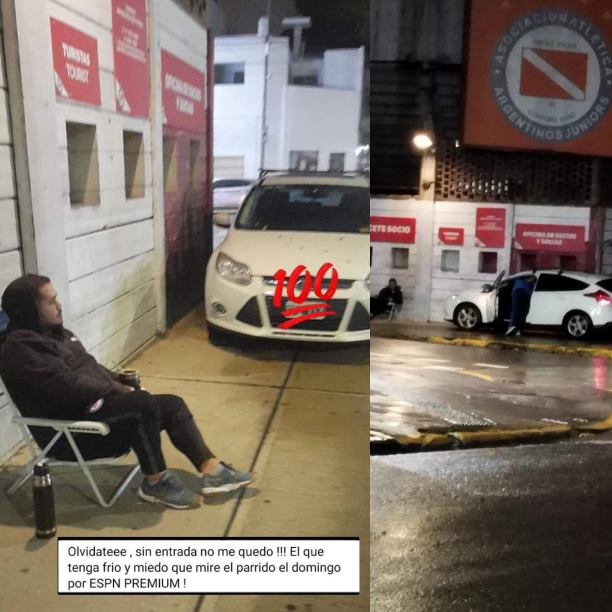 Este aficionado de Argentinos Juniors ESTACIONÓ su auto en la BOLETERÍA del Estadio Diego Armando Maradona para asegurarse su entrada del domingo para las semis de la Copa de la Liga ante Vélez. Sí, acampó toda la noche, pese al frío y la lluvia.

“El que tenga frío que mire el