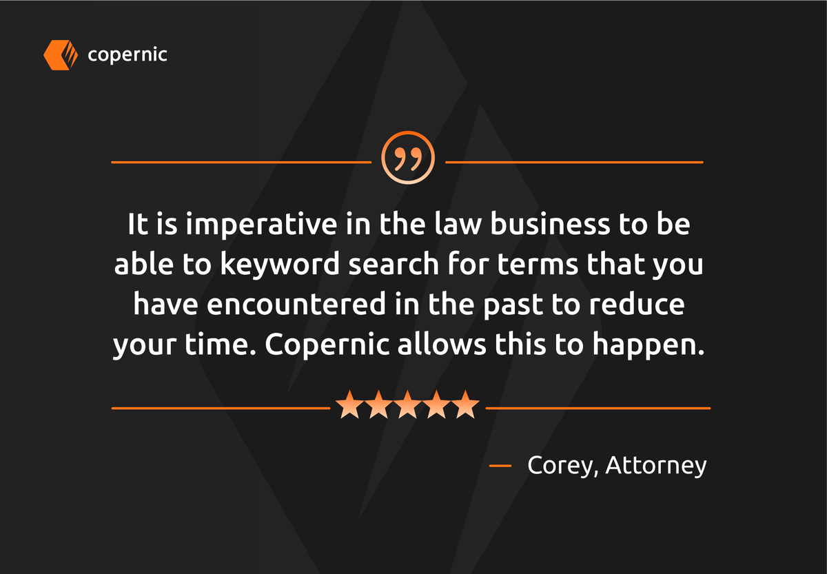 Copernic's tweet image. We love customer feedback 🙏 #TestimonialTuesday #CustomerReview #SearchSoftware #Productivity