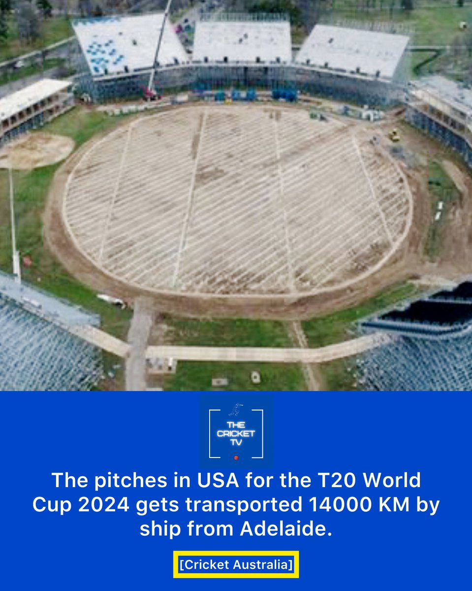 The pitches in USA for the T20 World Cup 2024 gets transported 14000 KM by ship from Adelaide. [Cricket Australia] 🔥🤯

#INDvPAK #INDvsPAK #T20WorldCup #T20WorldCup2024 #Cricket