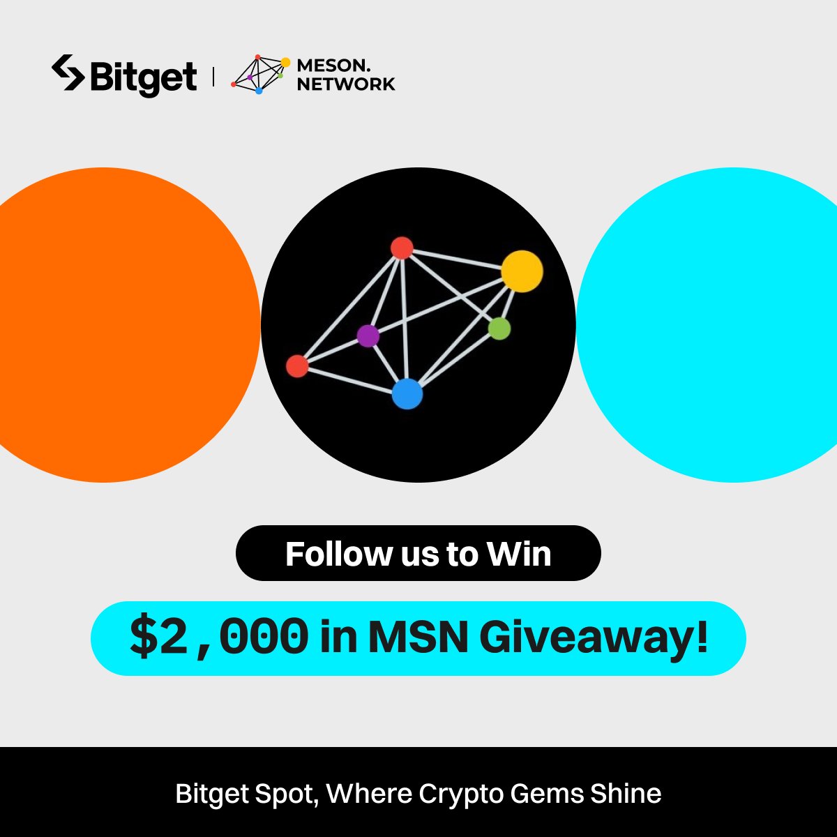 $2,000 GIVEAWAY We're giving away $2,000 worth of $MSN to celebrate its listing on #BitgetSpot! 1⃣ Follow @bitgetglobal @NetworkMeson 2⃣ Repost with #MSNlistBitget & tag your friends 3⃣ Fill out: forms.gle/FbZ7R19TyoCVrS… 🎁 40 winners * $50 worth of MSN