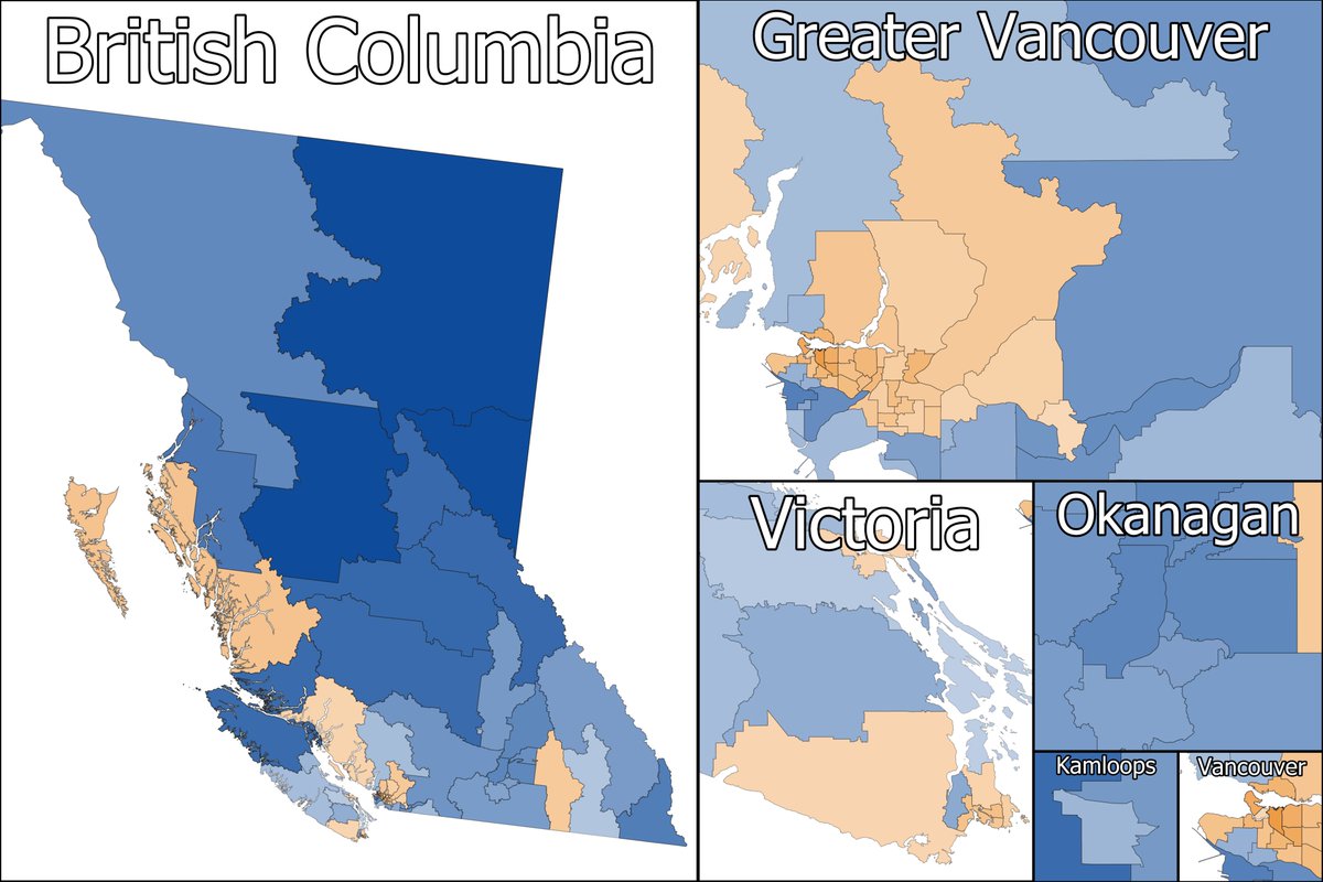 Latest BC Mainstreet poll mapped out

CON: 48 seats (+48)
NDP: 45 seats (-12)
BCU: 0 seat (-28)
GRN: 0 seat (-2)

Conservative Majority

Feel free to ask for any ridings