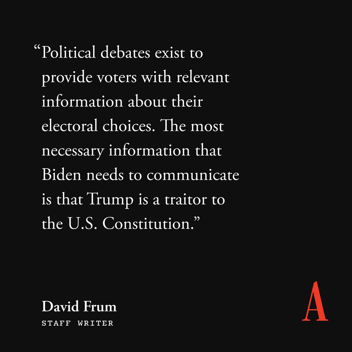 Last week, @davidfrum argued that Joe Biden  debating Donald Trump would be a dire normalization of Trump's attempted coup: theatln.tc/0UMUaIy1