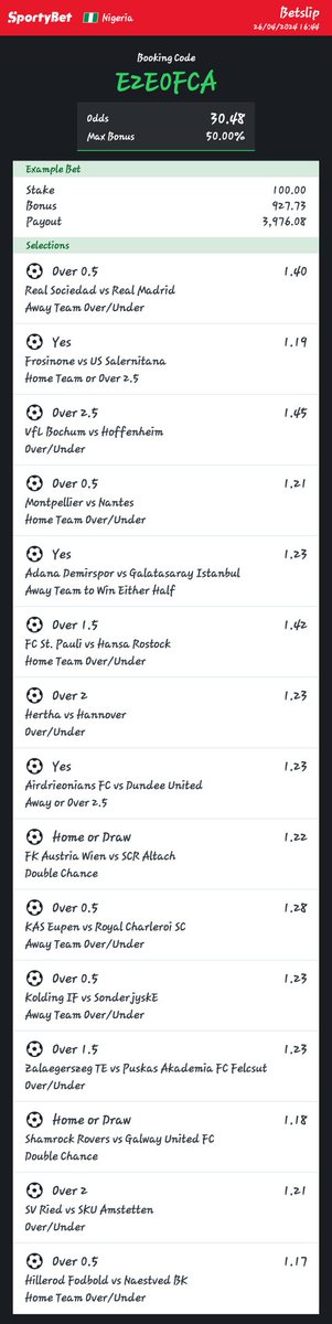 30 Odds On SportyBet Code👉E2E0FCA Gamble Responsible