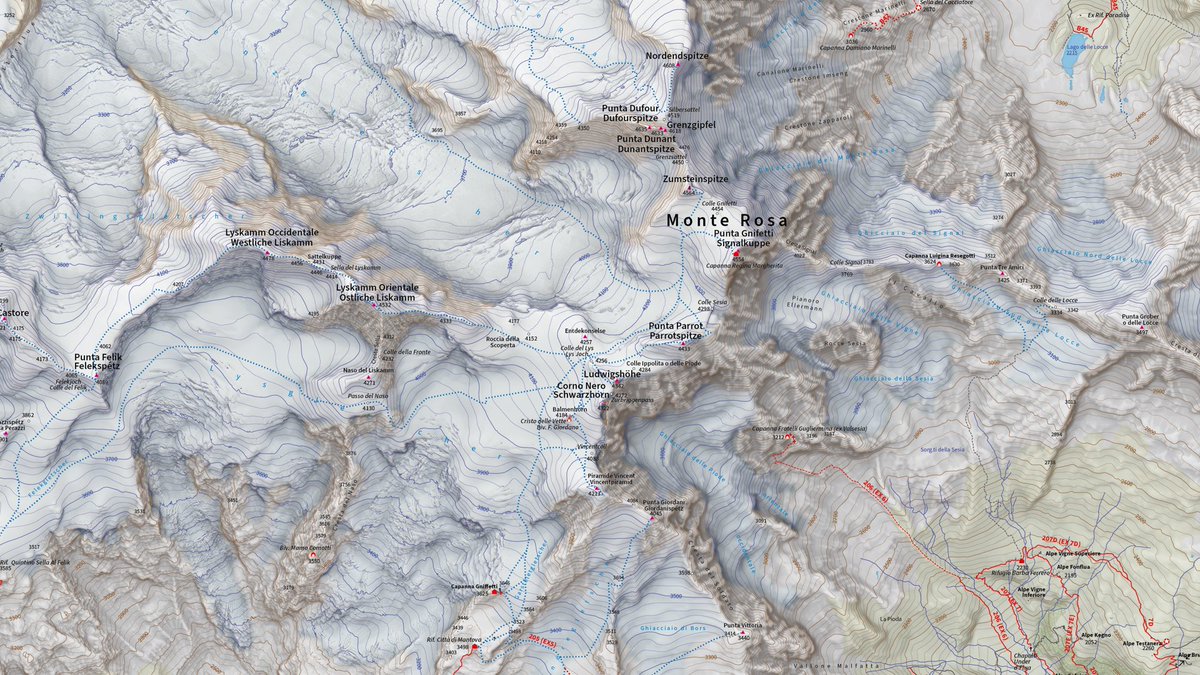 This impressive topographic map is a collaborative effort between Remo Nardini and the @4landmaps  team! This map centers around two of the most renowned mountains in the Alps: Monte Rosa and Monte Cervino.

avenza.com/map-gallery/to…