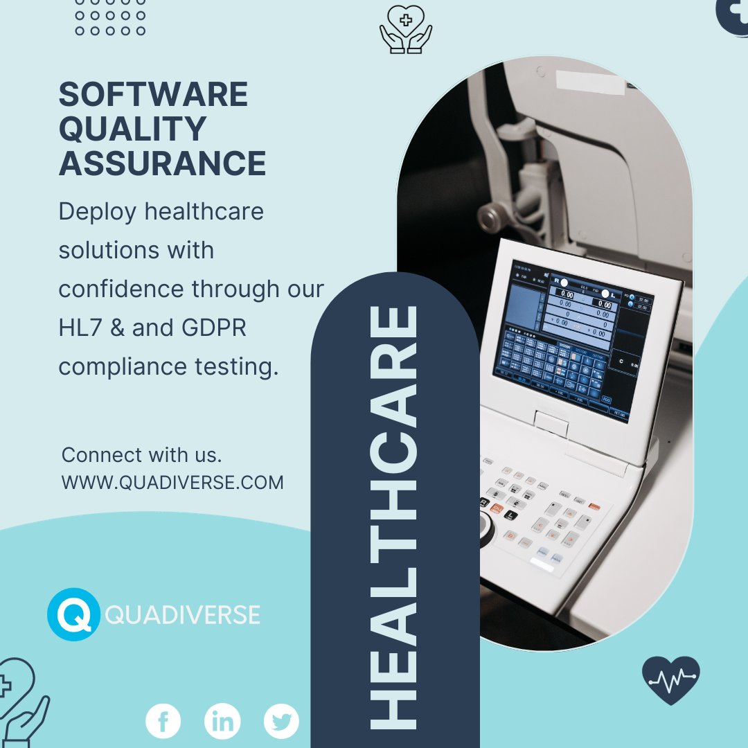 Visit Us At: quadiverse.com
.
.
#quadiverse #healthcare #qa #qualityassurance #hl7 #gdpr #compliance #safety #security #patientdata #healthcareit #testing #Bugs