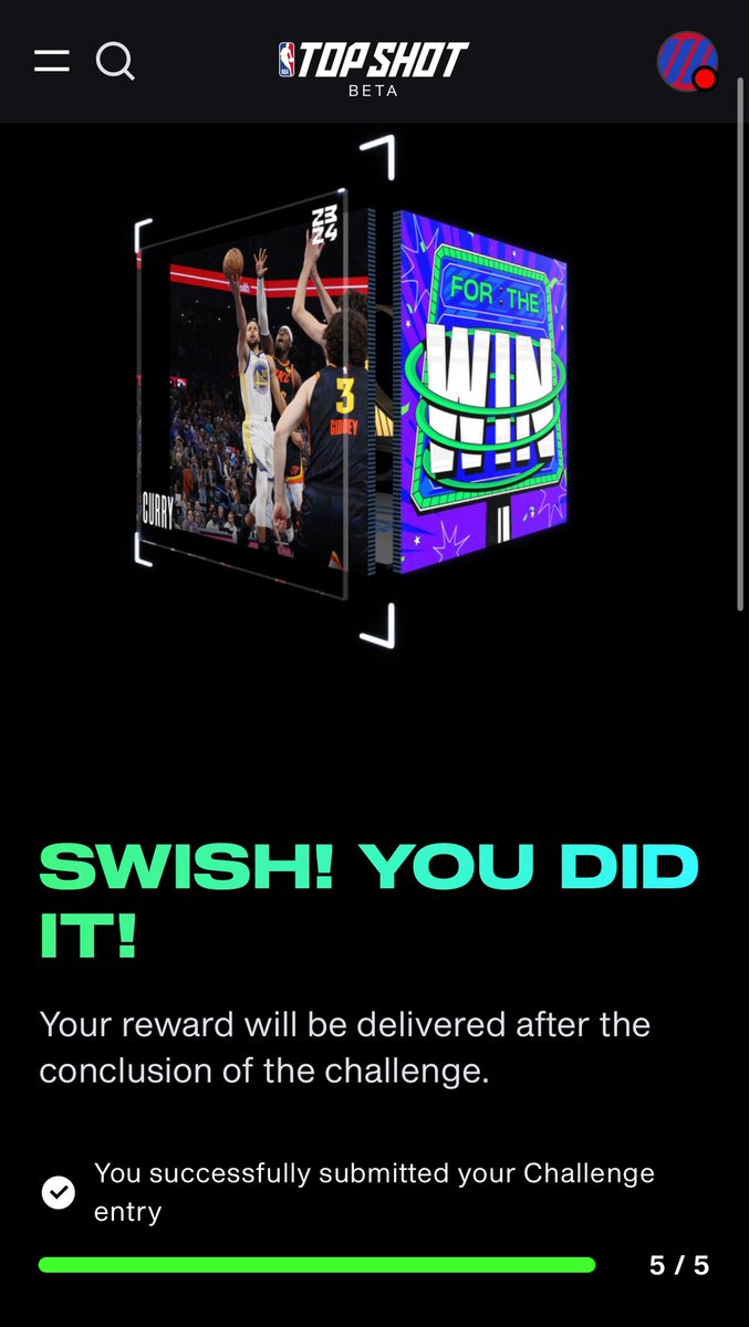 Wrapped up the final @NBATopShot For The Win challenge this year! On to the master challenge for my favorite set on the platform! #NBATopShotThis