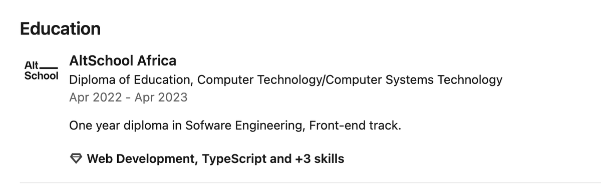 Always happy whenever I see these under Education on Linkedin.