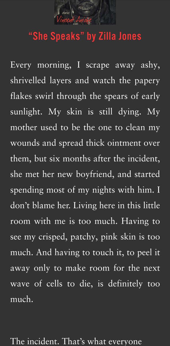 This week's diary entry is 'She Speaks' by the brilliant @zilla_jones. A nameless girl reckons with all the ways, large and small, that family can wound. vincentanioke.com/she-speaks