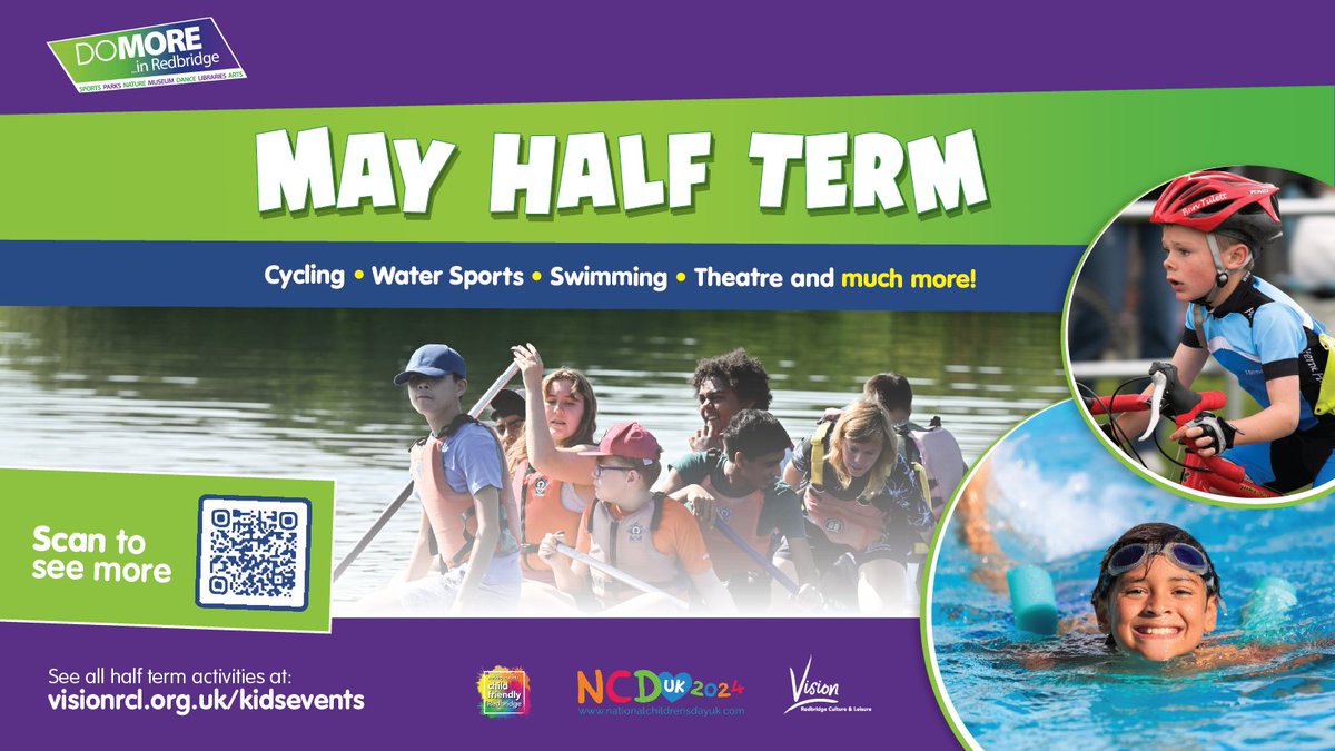 May Half Term is just around the corner and we have lots of events lined up: 🌊Water Sports Camps 🚴Cycling 🏊‍♀️Swimming 🎭Theatre ..And much more! ➡️Book your spaces now on these events to avoid disappointment and join in with the fun this May: vrcl.uk/kidsevents