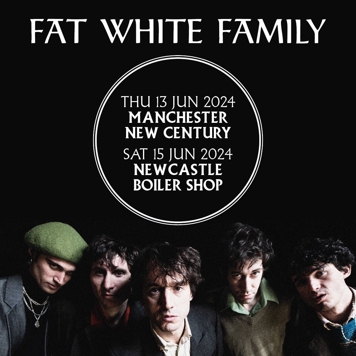 We’re counting down every minute until @FatWhiteFamily return on Saturday 15 June: bit.ly/3T2TJFx   We’re so excited to see them perform their new album, ‘Forgiveness Is Yours’ - released to the world today - along with their loaded backlog.